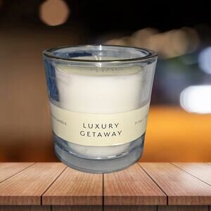 NEW! BB INTL. Luxury Getaway Gold Rim Scented Candle 11.3oz